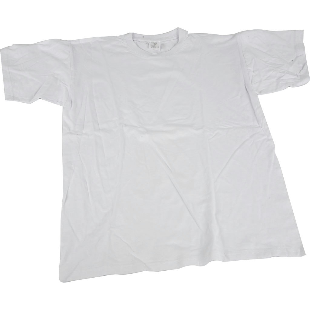 T-shirt, B: 40 cm, stl. 7-8 år, rund hals, vit, 1 st.