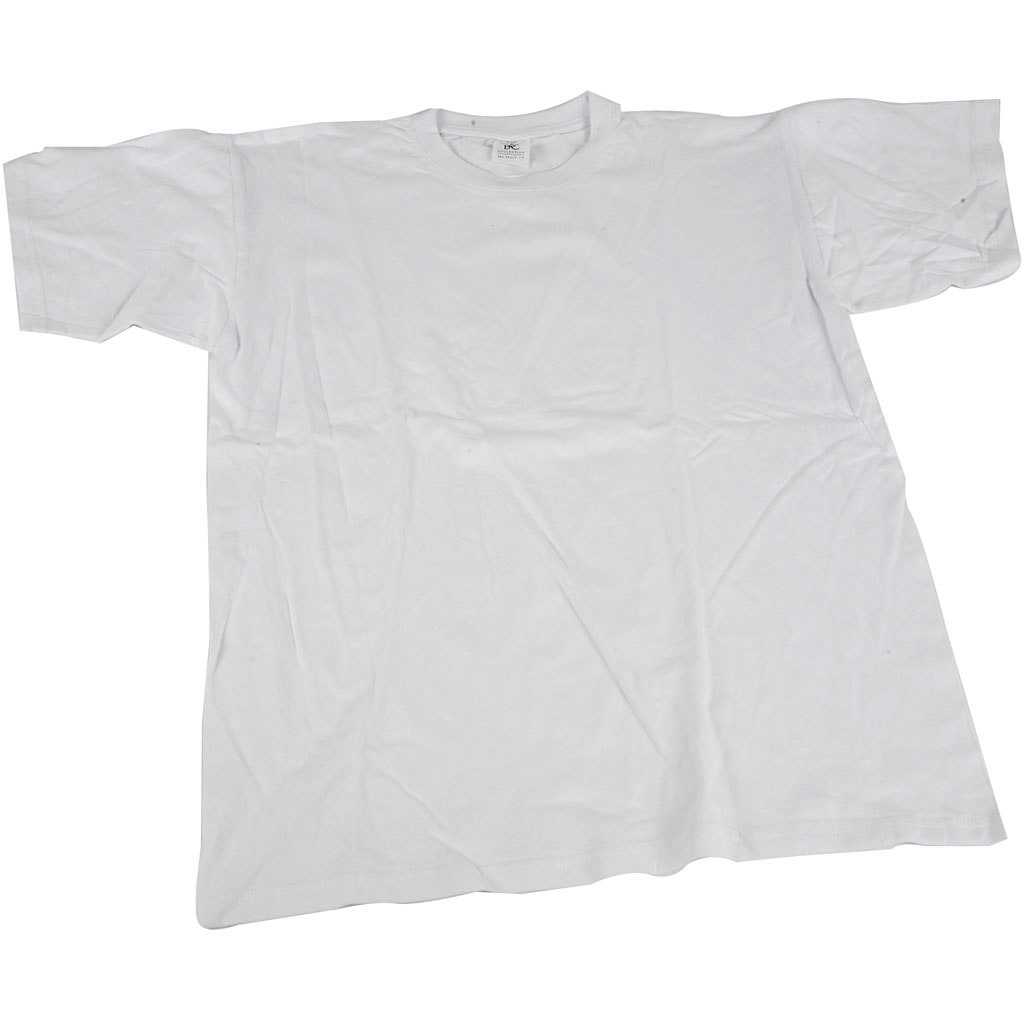 T-shirt, B: 55 cm, stl. large , rund hals, vit, 1 st.