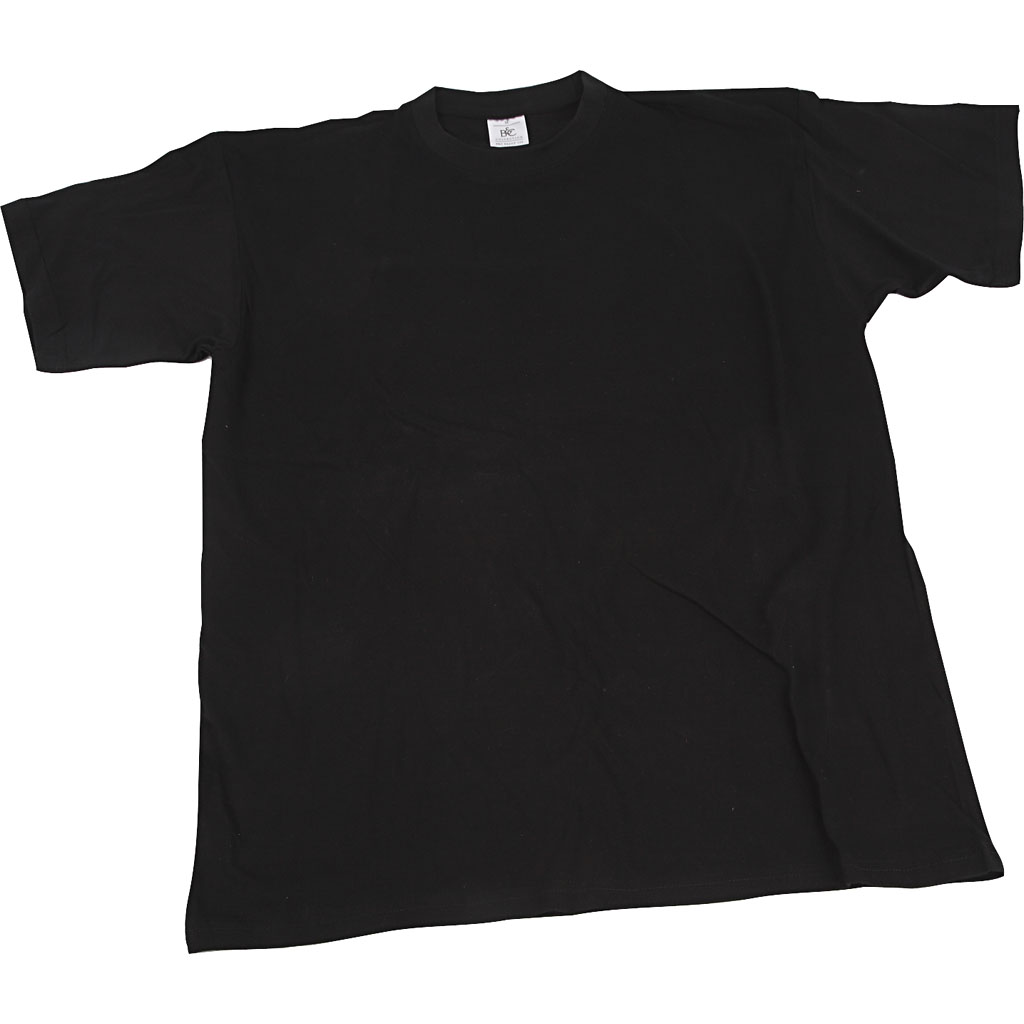 T-shirt, B: 52 cm, stl. medium , rund hals, svart, 1 st.