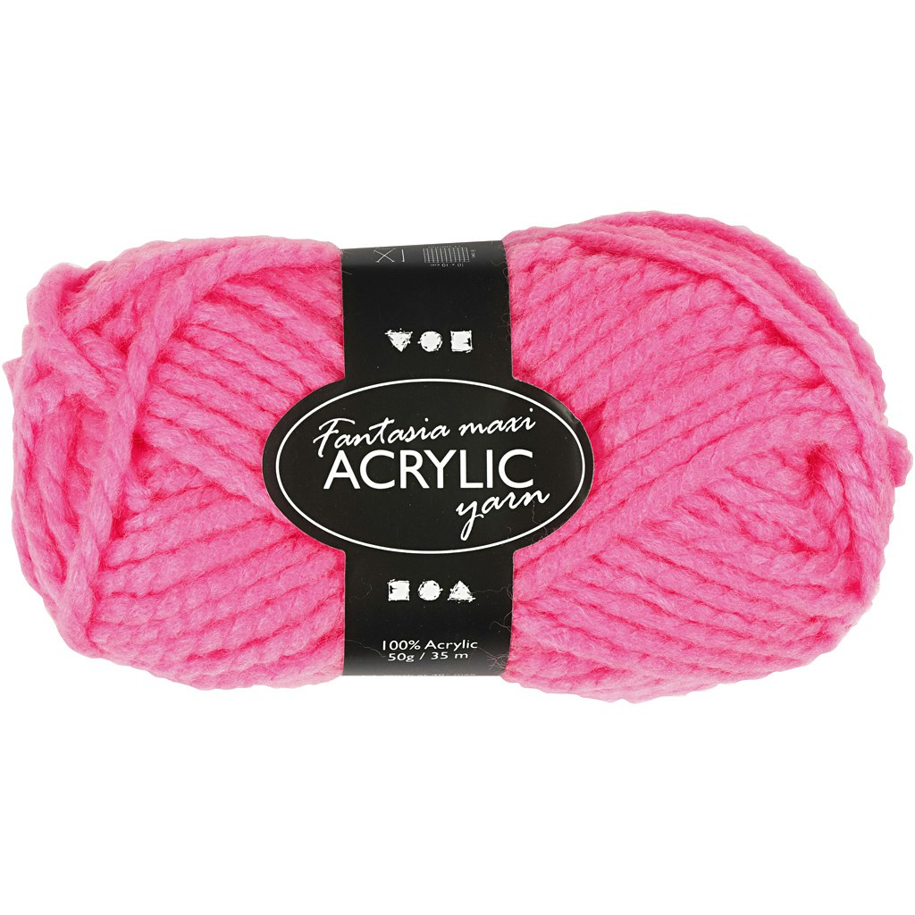 Fantasia Akrylgarn, L: 35 m, stl. maxi , neonrosa, 50 g/ 1 nystan