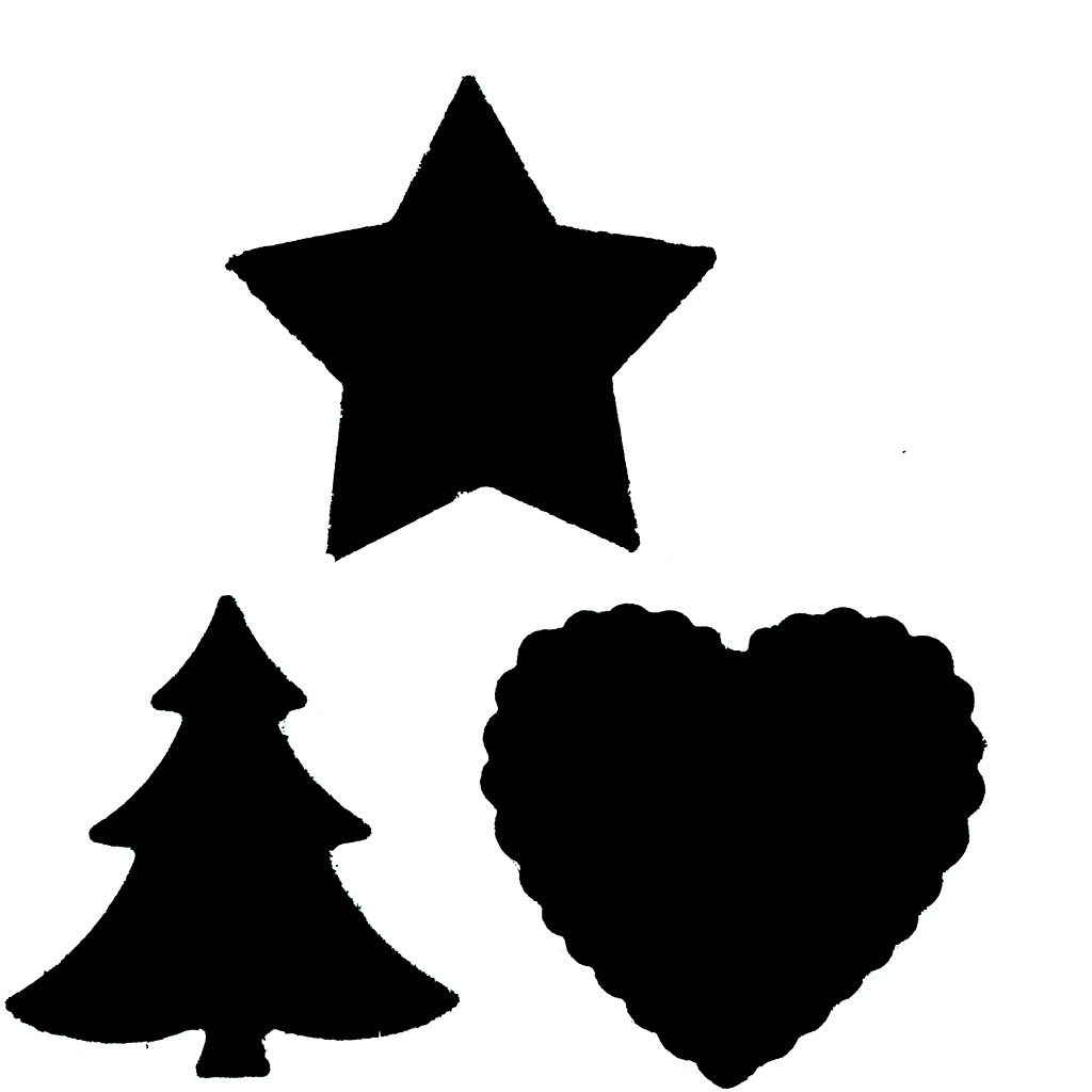 Pappersstans, Stjärna, hjärta, julgran, stl. 16 mm, röd, 1 set