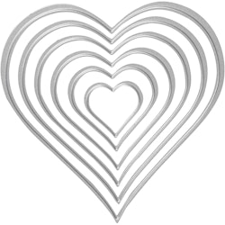 Skär och prägelschablon, hjärtan, stl. 2,5x3-10x11 cm, 1 st.