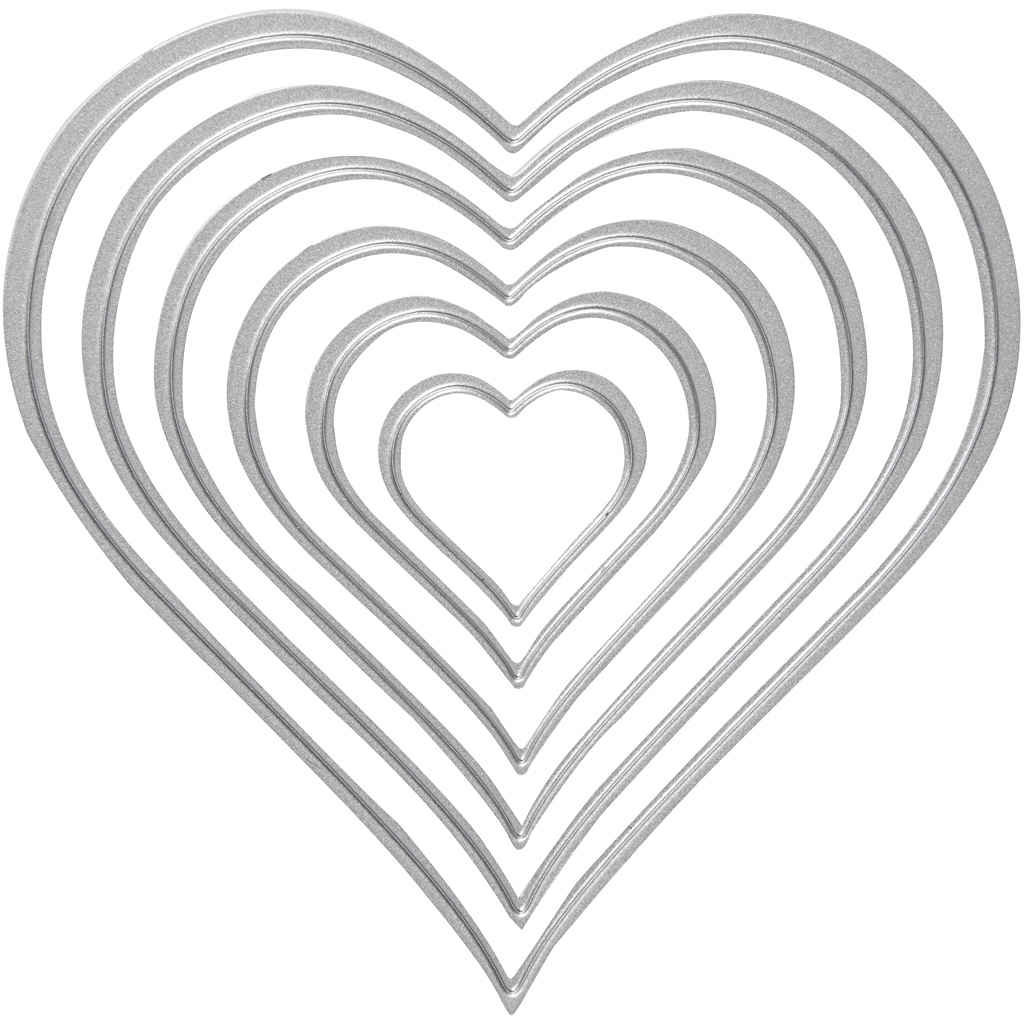 Skär och prägelschablon, hjärtan, stl. 2,5x3-10x11 cm, 1 st.
