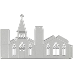 Skär och prägelschablon, kyrka 3d, stl. 135x85 mm, 1 st.