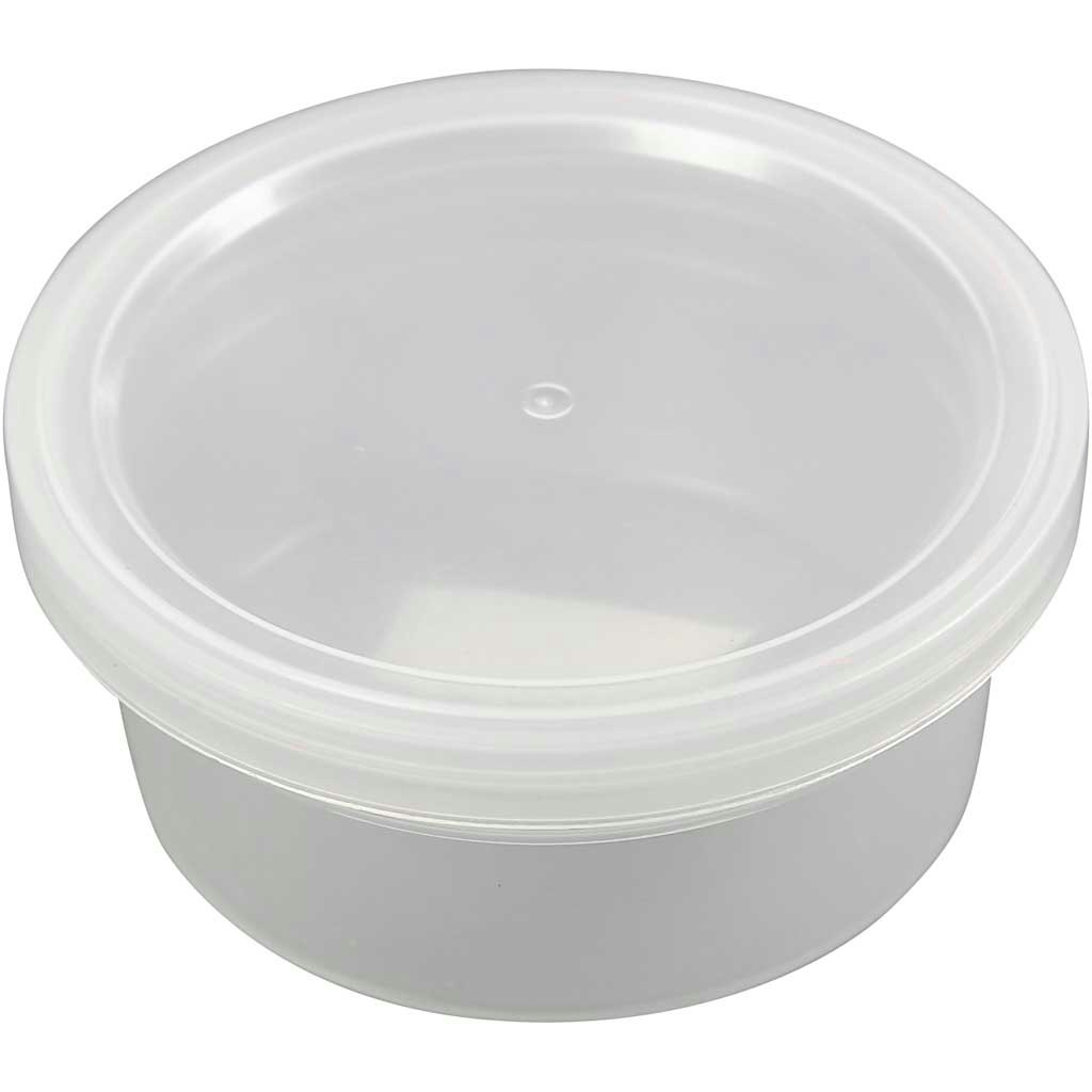 Plastburk med lock, H: 38 mm, Dia. 84 mm, 125 ml, 20 st./ 1 förp.