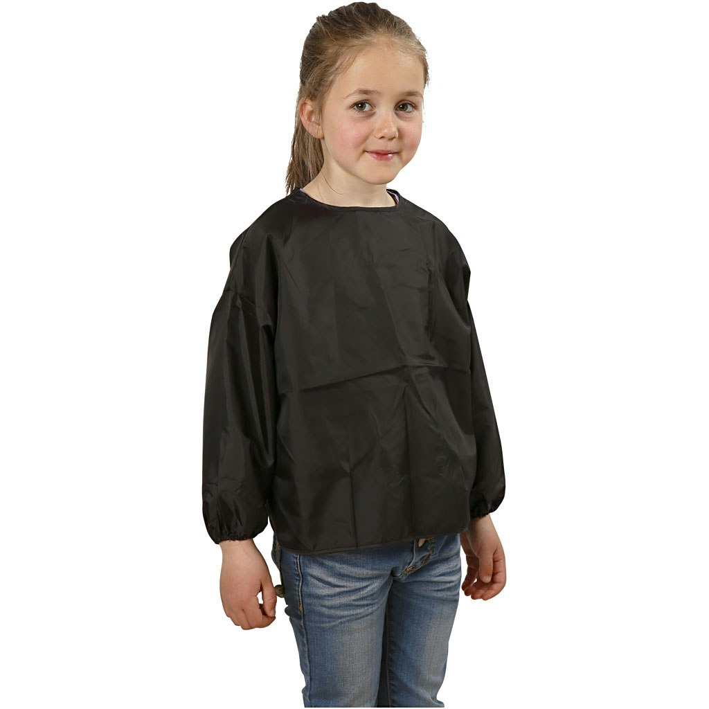 Målarförkläde, L: 47 cm, stl. 4-6 år, svart, 1 st.