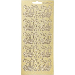 Stickers, juleljus, 10x23 cm, guld, 1 ark