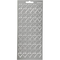 Stickers, hjärtan, 10x23 cm, silver, 1 ark
