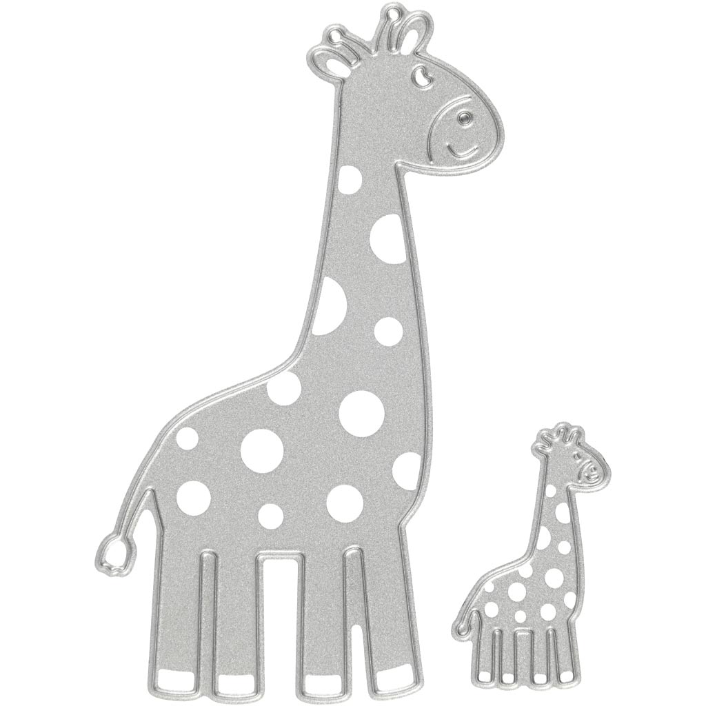 Skär och prägelschablon, giraff, stl. 54x92+21x35 mm, 1 st.