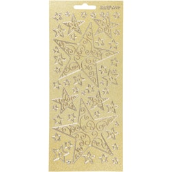 Stickers, stjärnor, 10x23 cm, guld, 1 ark
