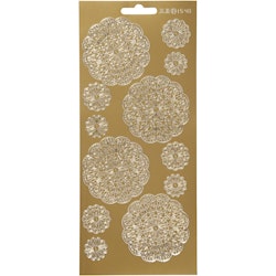 Stickers, blommor, 10x23 cm, guld, 1 ark