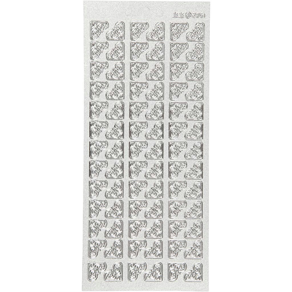 Stickers, hörn, 10x23 cm, silver, 1 ark