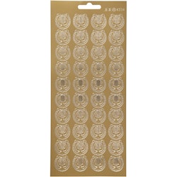 Stickers, lyra, 10x23 cm, guld, 1 ark