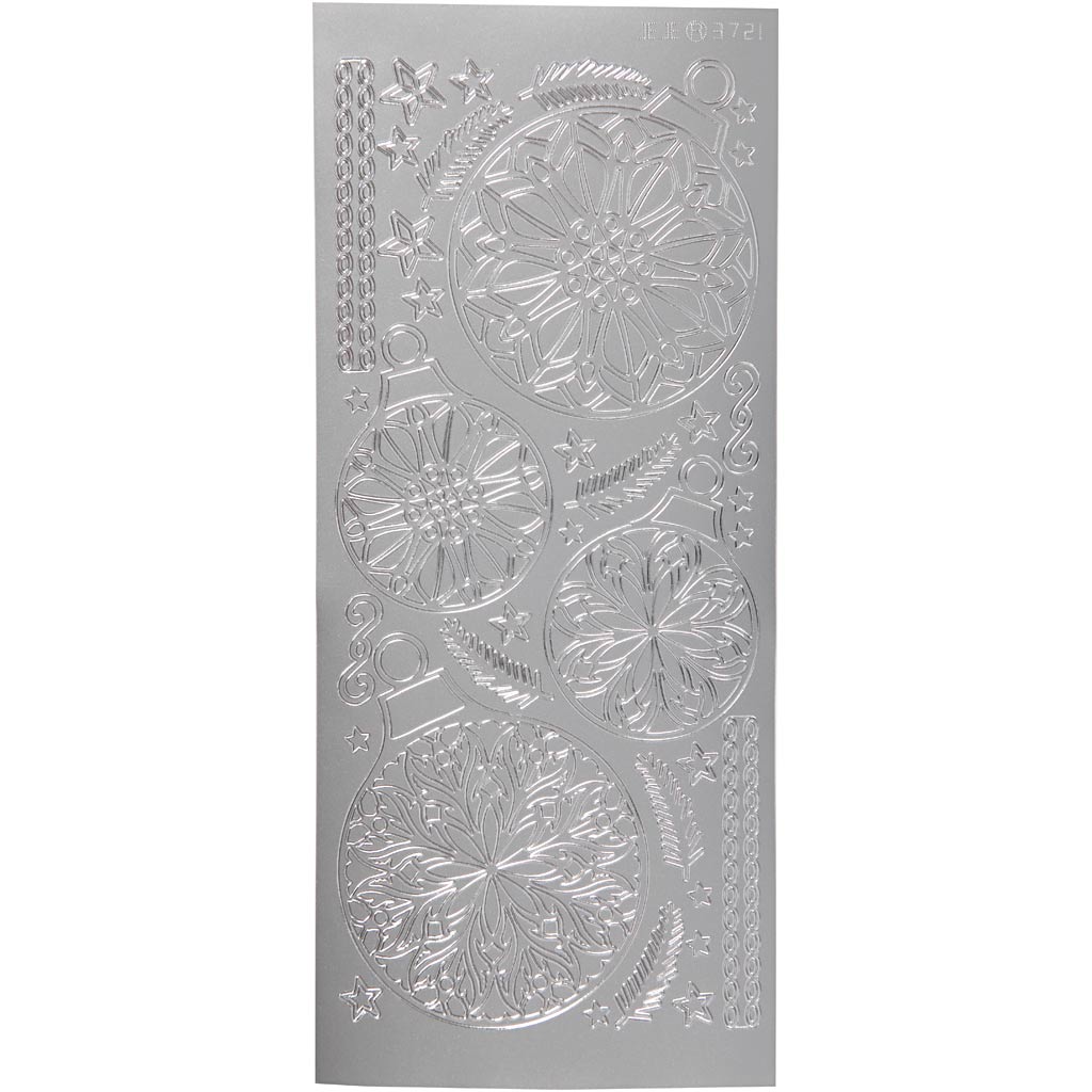 Stickers, julkulor, 10x23 cm, silver, 1 ark
