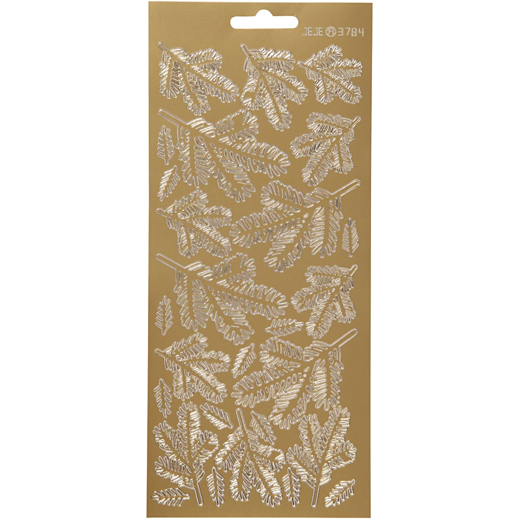 Stickers, kvistar, 10x23 cm, guld, 1 ark