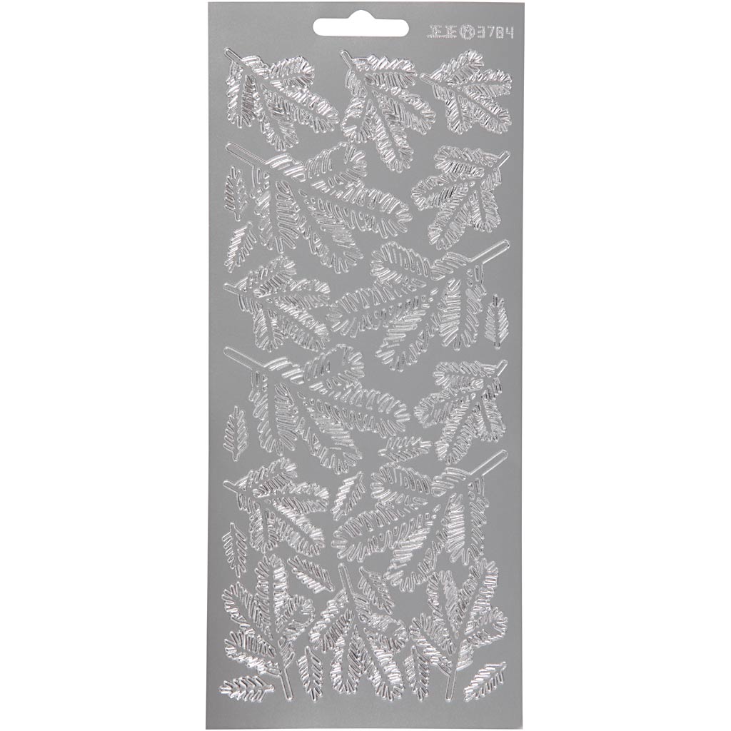 Stickers, kvist, 10x23 cm, silver, 1 ark