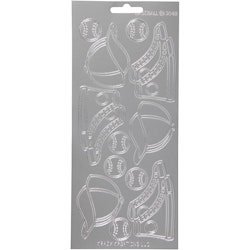 Stickers, sport, 10x23 cm, silver, 1 ark