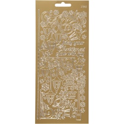 Stickers, lanternor, 10x23 cm, guld, 1 ark