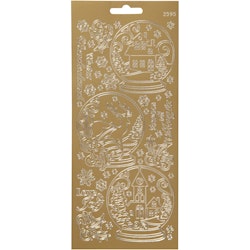 Stickers, snöglob, 10x23 cm, guld, 1 ark