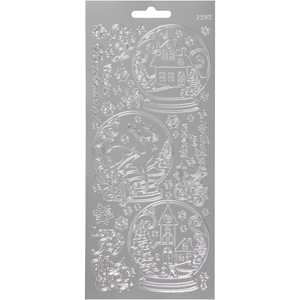 Stickers, snöglob, 10x23 cm, silver, 1 ark