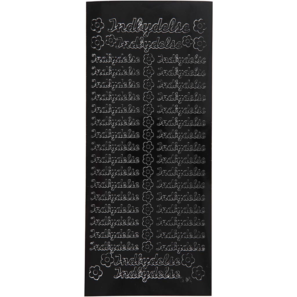 Stickers, indbydelse, 10x23 cm, svart, 1 ark