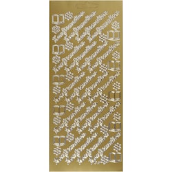 Stickers, konfirmation, 10x23 cm, guld, 1 ark