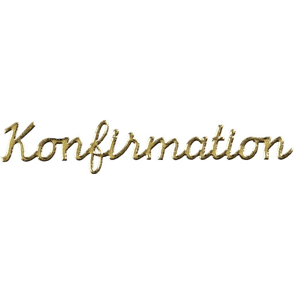 Stickers, konfirmation, 10x23 cm, guld, 1 ark