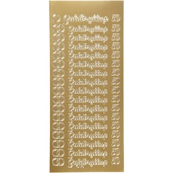Stickers, guldbryllup, 10x23 cm, guld, 1 ark