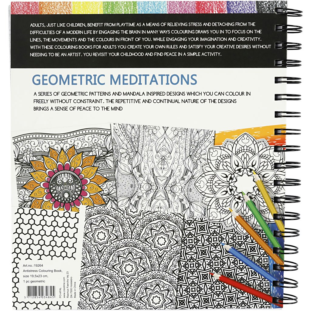 Antistress målarbok, geometrisk, stl. 19,5x23 cm, 64 , 1 st.