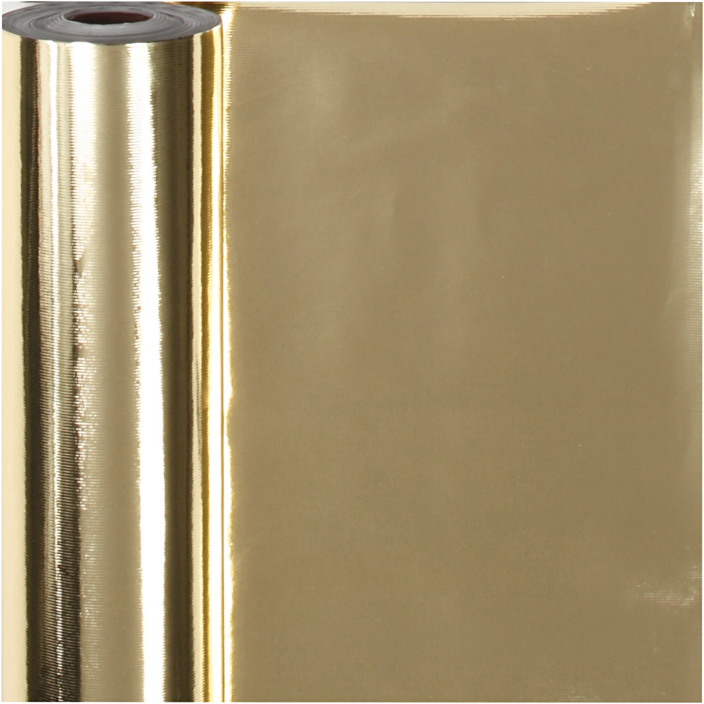 Presentpapper, B: 50 cm, 65 g, guld, 100 m/ 1 rl.