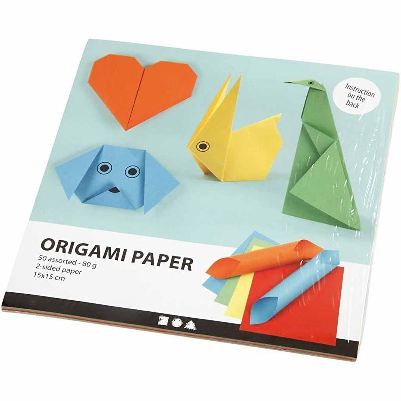 Origamipapper, stl. 15x15 cm, 80 g, 5x10 ark/ 1 förp.