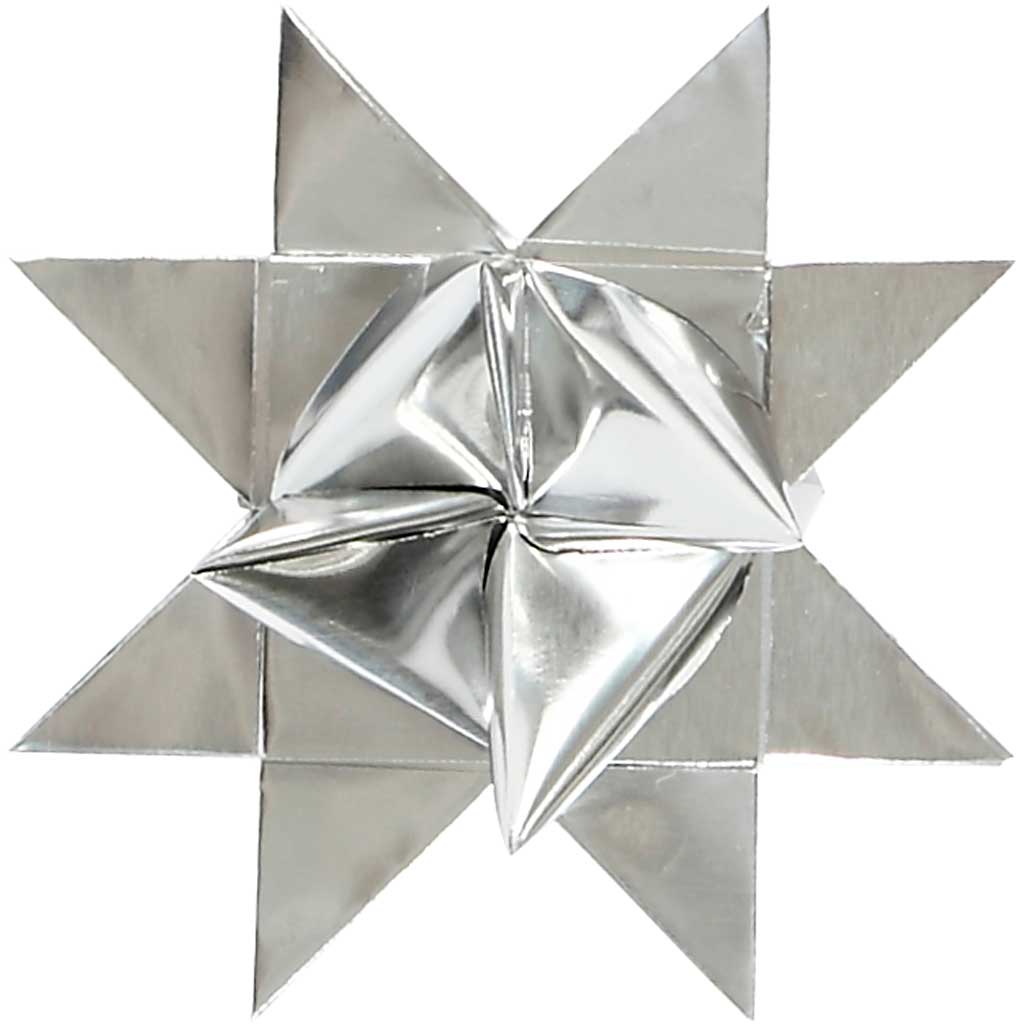 Stjärnstrimlor, L: 45 cm, B: 10 mm, Dia. 4,5 cm, silver, 100 strimlor/ 1 förp.