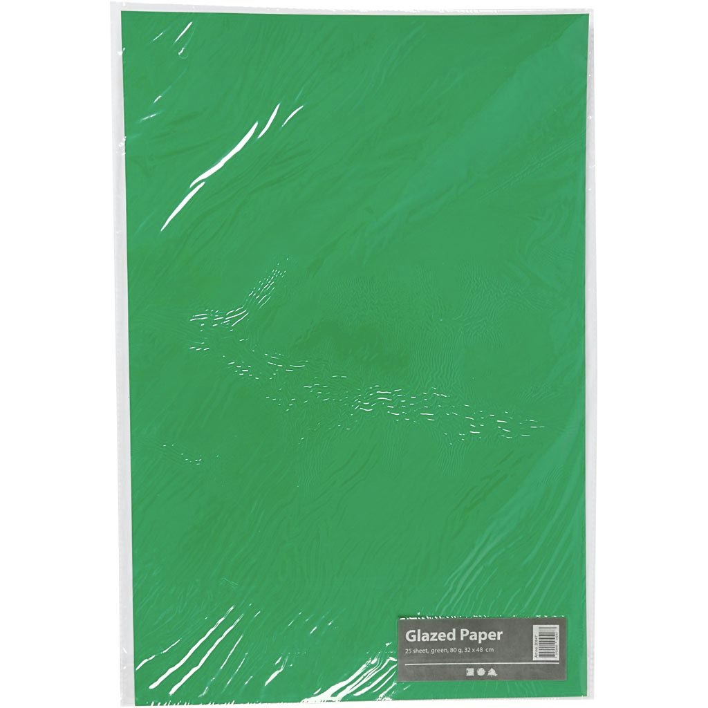 Glanspapper, 32x48 cm, 80 g, grön, 25 ark/ 1 förp.
