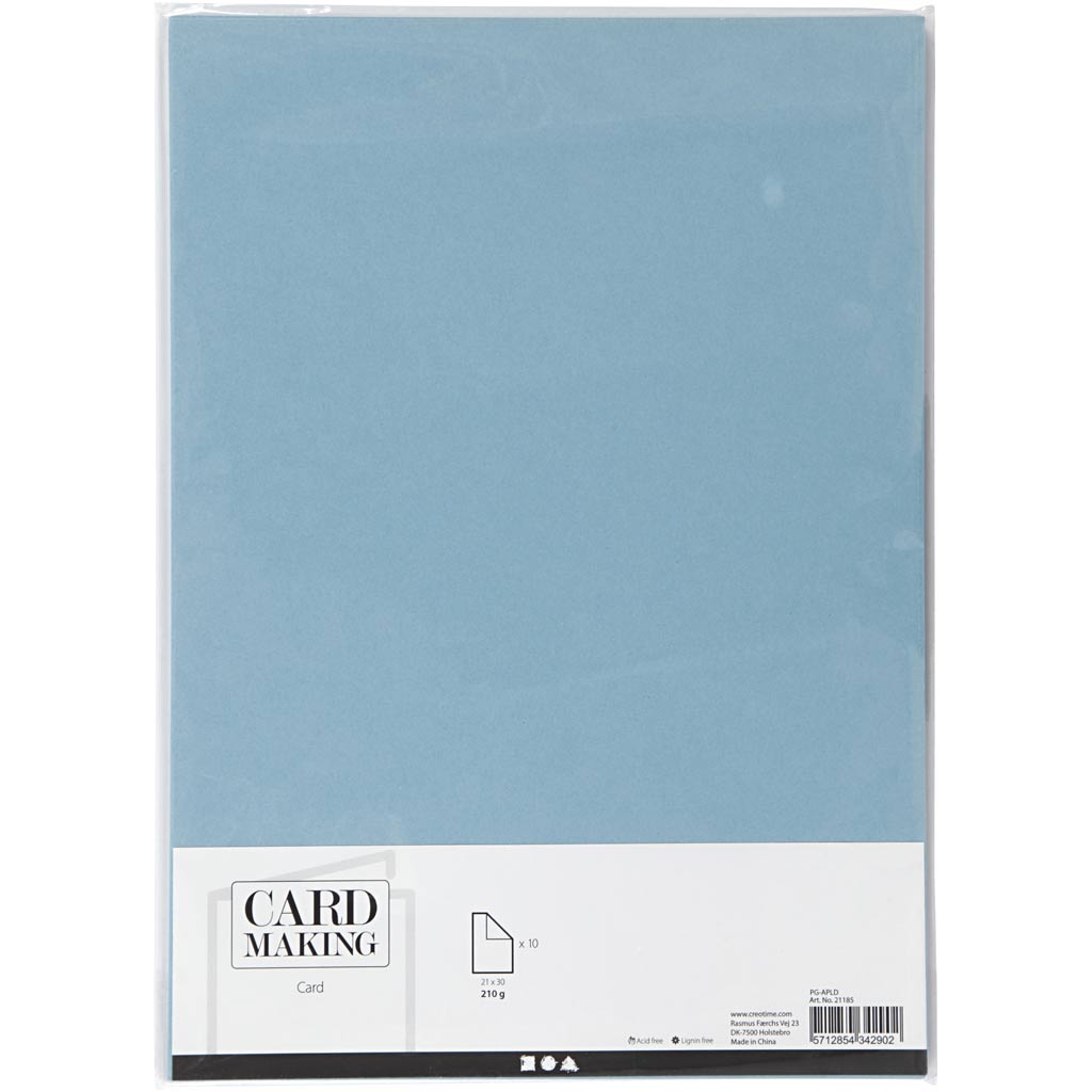 Färgad kartong, A4, 210x297 mm, 210 g, himmelsblå, 10 ark/ 1 förp.