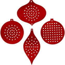 Sykartong, julornament, H: 8,5-12 cm, Hålstl. 3 mm, metallicröd, 8 st./ 1 förp.