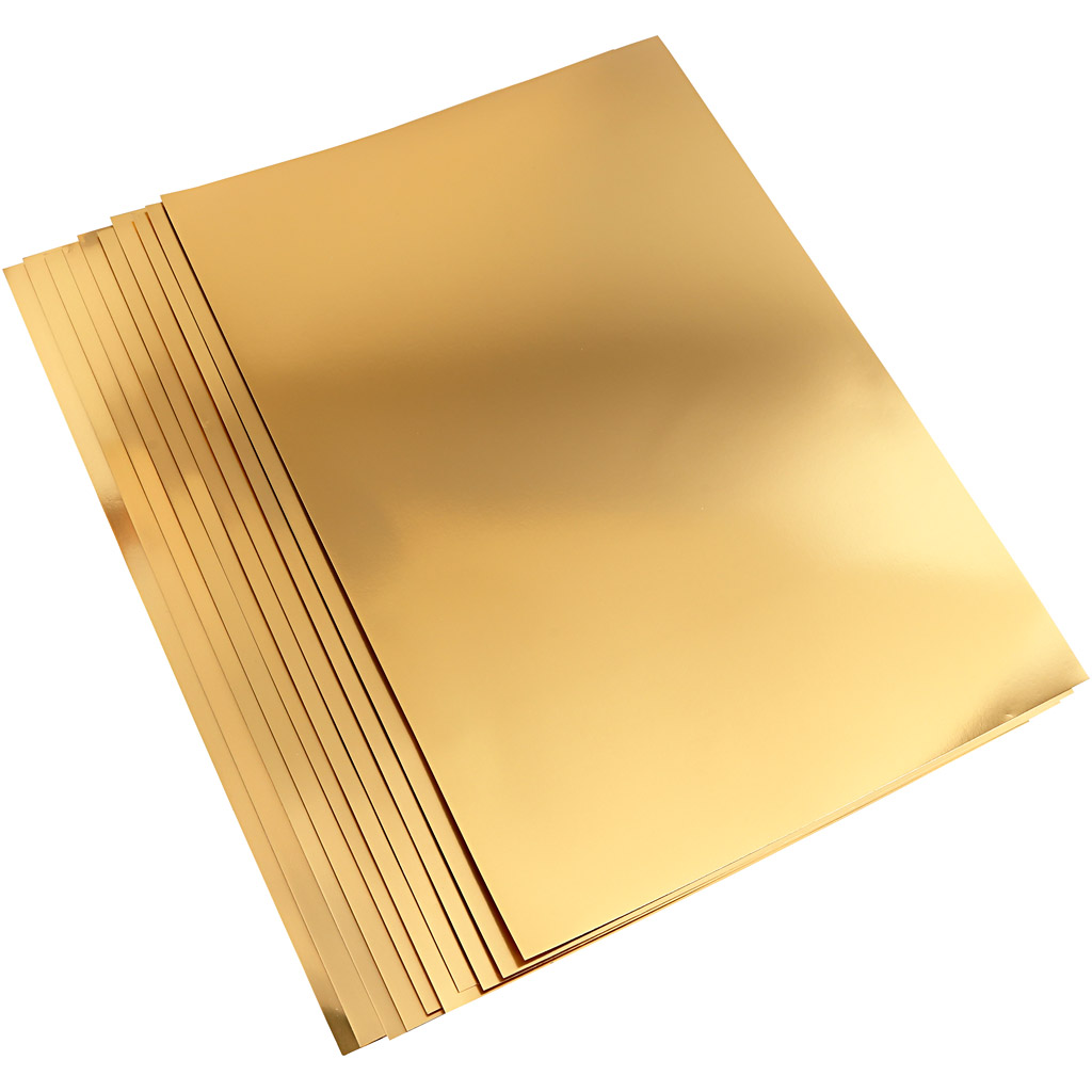 Metallkartong, A2, 420x600 mm, 280 g, guld, 10 ark/ 1 förp.