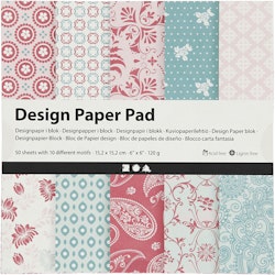 Designpapper, 15,2x15,2 cm, 120 g, rosa, 50 ark/ 1 förp.