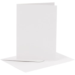 Kort och kuvert, kortstl. 10,5x15 cm, kuvertstl. 11,5x16,5 cm, 110+230 g, vit, 6 set/ 1 förp.