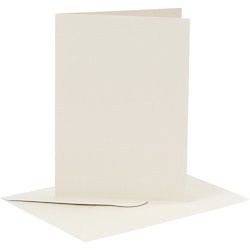 Kort och kuvert, kortstl. 10,5x15 cm, kuvertstl. 11,5x16,5 cm, 110+230 g, råvit, 6 set/ 1 förp.