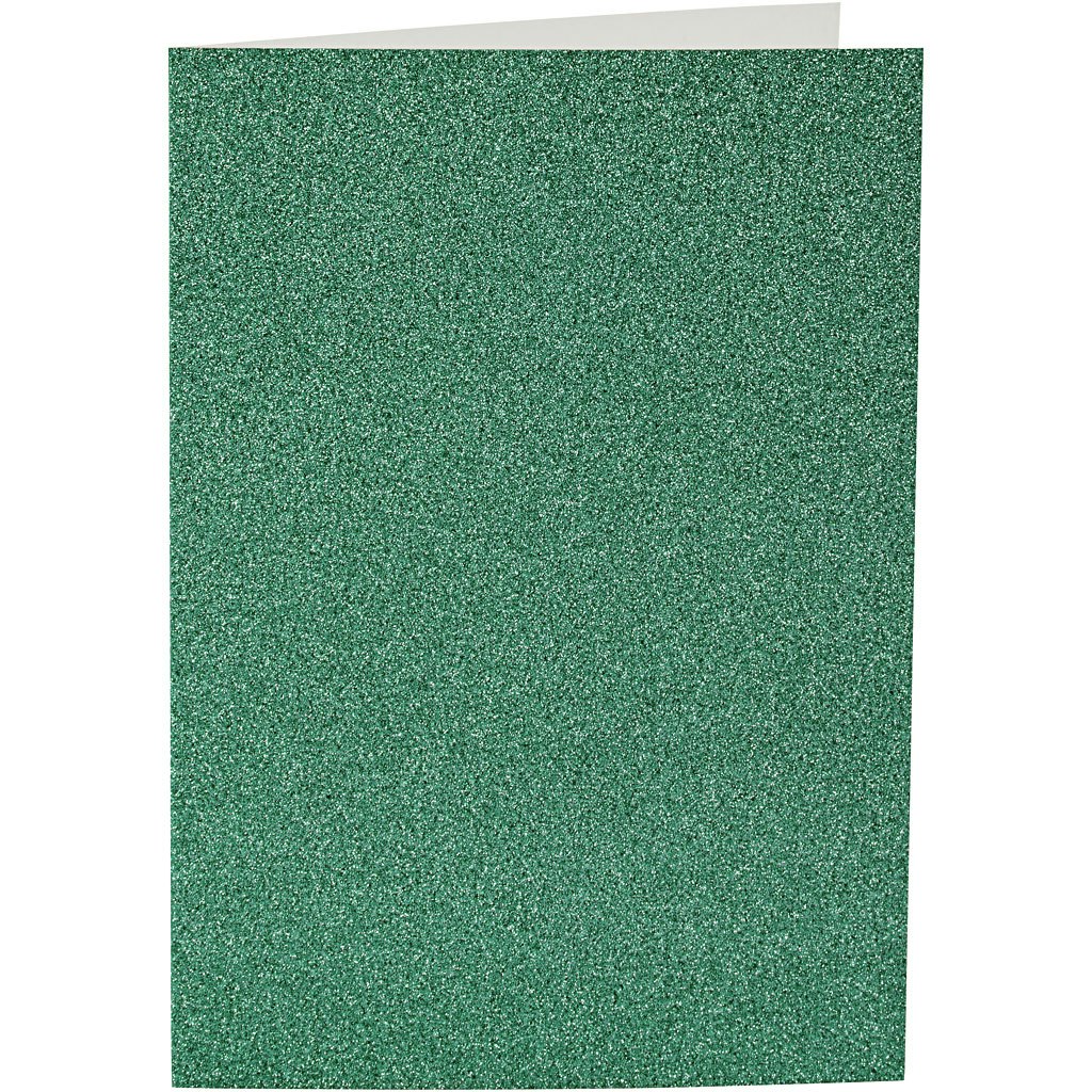 Kort och kuvert, kortstl. 10,5x15 cm, kuvertstl. 11,5x16,5 cm, glitter, 110+250 g, grön, 4 set/ 1 förp.