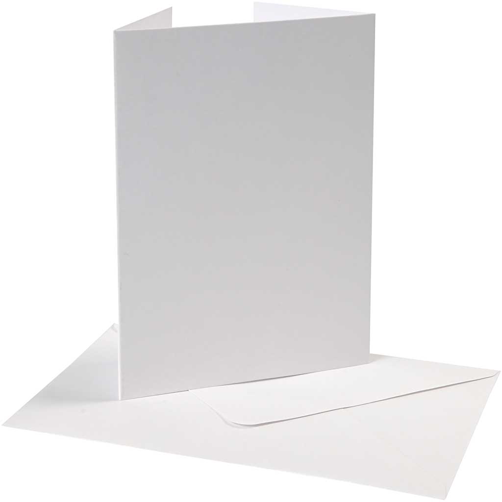 Pärlemorskort med kuvert, kortstl. 10,5x15 cm, kuvertstl. 11,5x16,5 cm, 230 g, vit, 10 set/ 1 förp.