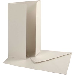 Pärlemorskort med kuvert, kortstl. 10,5x15 cm, kuvertstl. 11,5x16,5 cm, 230 g, råvit, 10 set/ 1 förp.