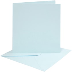 Kort och kuvert, kortstl. 15,2x15,2 cm, kuvertstl. 16x16 cm, 220 g, ljusblå, 4 set/ 1 förp.