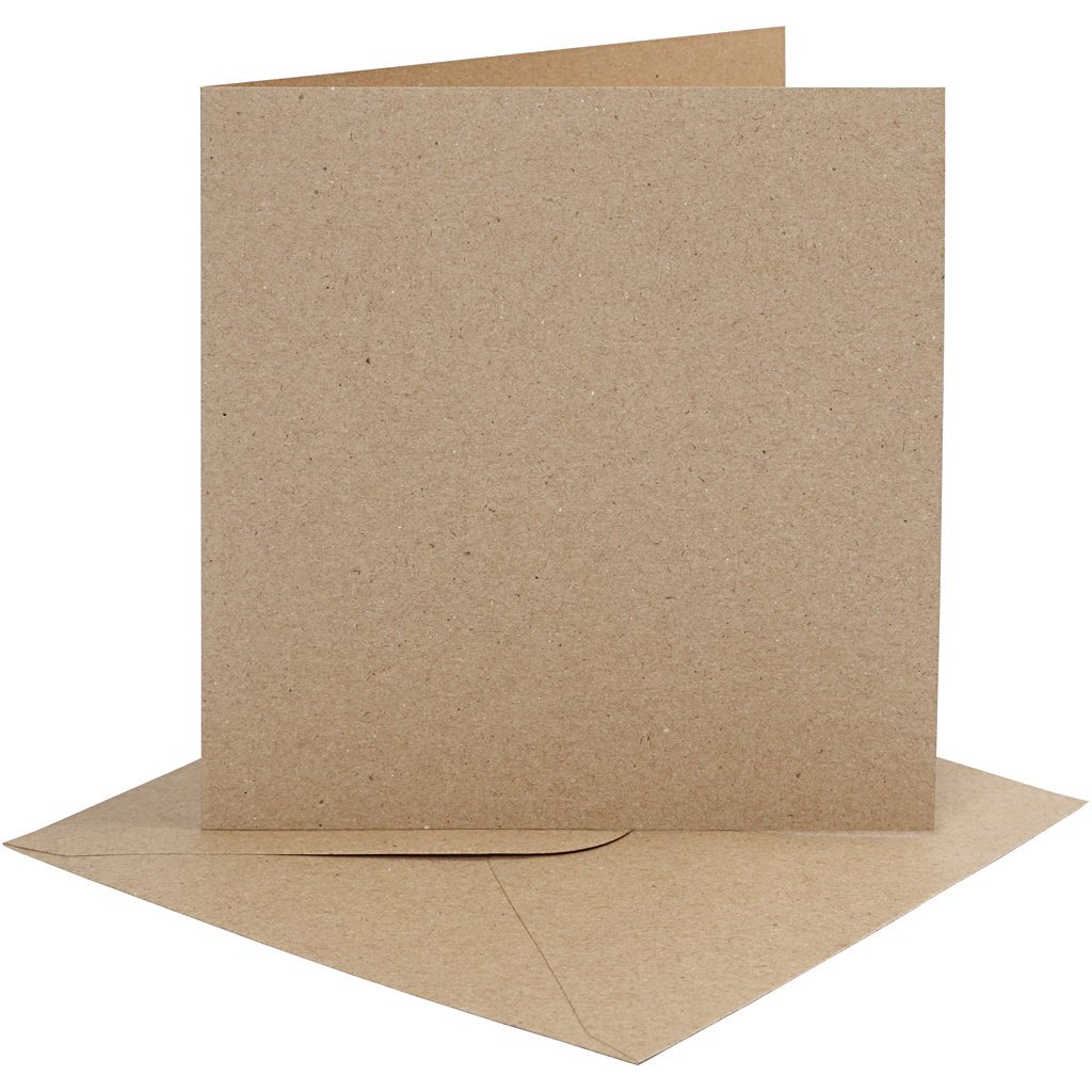 Kort och kuvert, kortstl. 15,2x15,2 cm, kuvertstl. 16x16 cm, 230 g, natur, 4 set/ 1 förp.