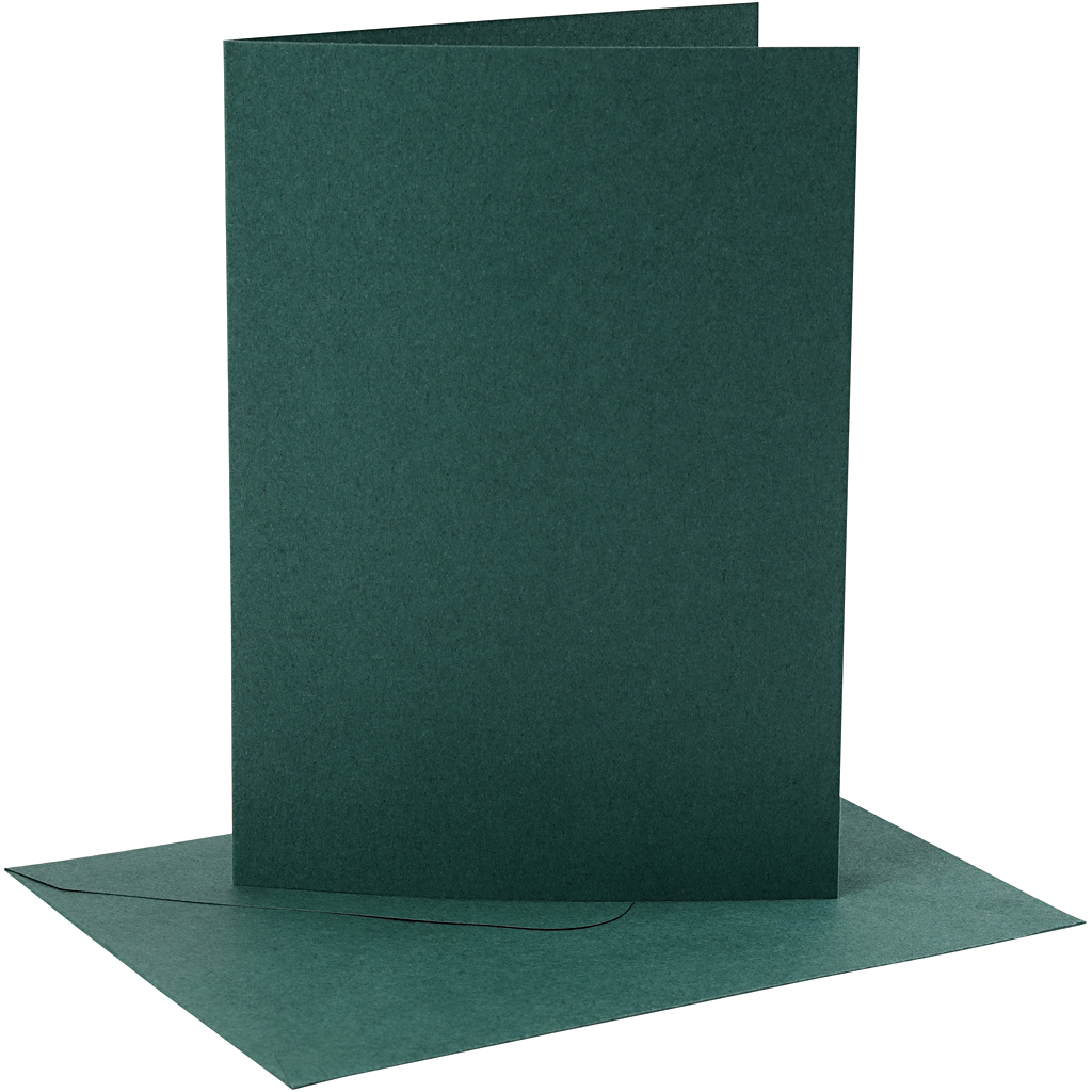 Kort och kuvert, kortstl. 12,7x17,8 cm, kuvertstl. 13,3x18,5 cm, 230 g, mörkgrön, 4 set/ 1 förp.