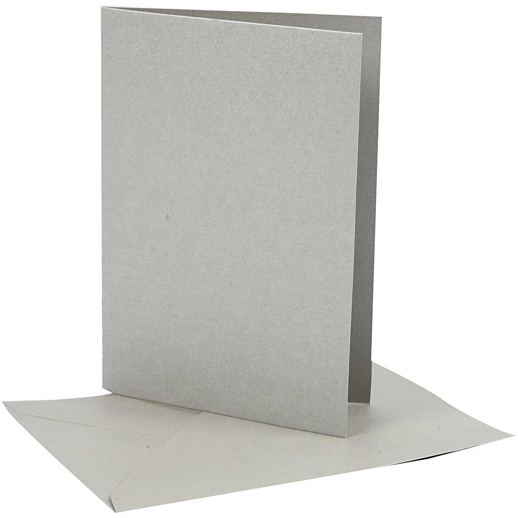 Pärlemorskort, kortstl. 10,5x15 cm, kuvertstl. 11,5x16,5 cm, silver, 10 set/ 1 förp.