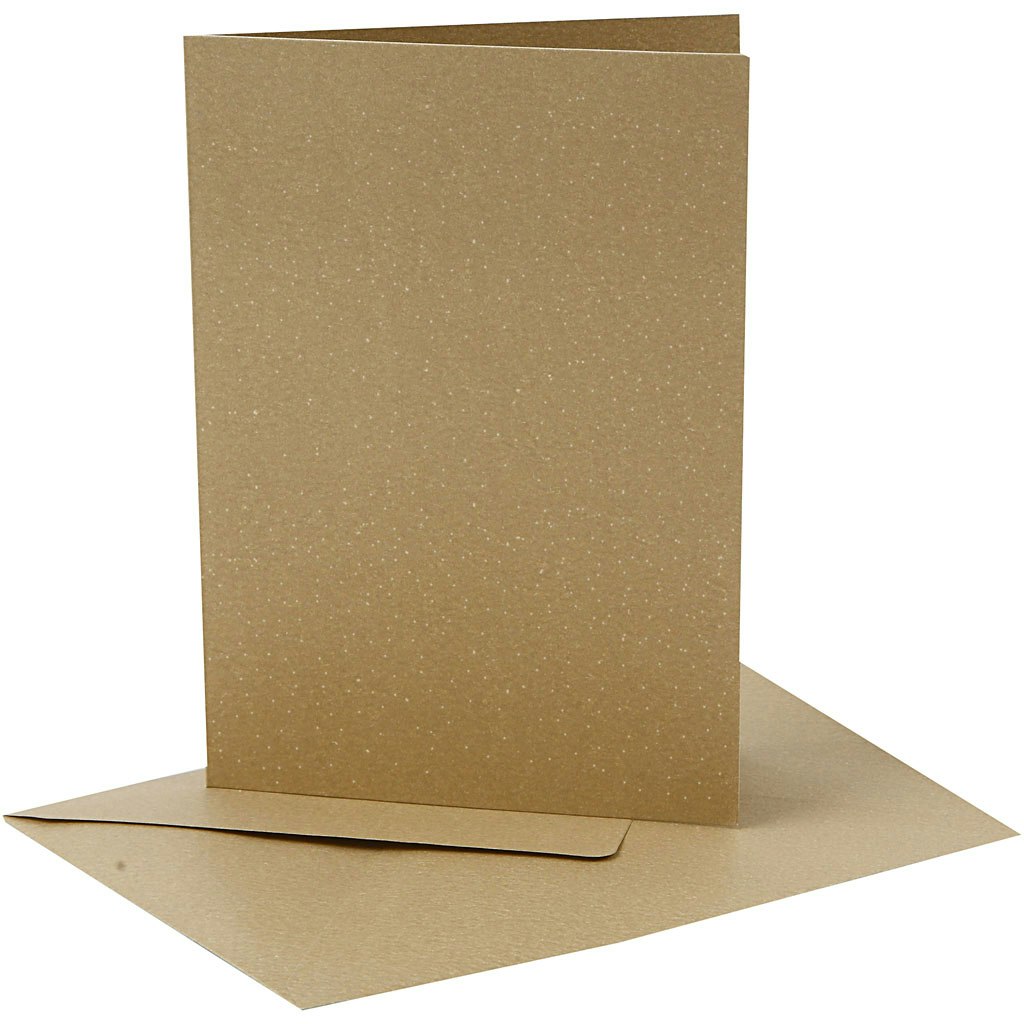 Pärlemorskort, kortstl. 10,5x15 cm, kuvertstl. 11,5x16,5 cm, guld, 10 set/ 1 förp.