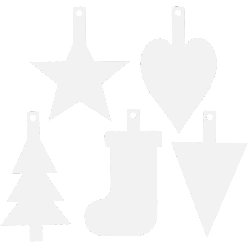 Juldekorationer, H: 23,5-26,5 cm, B: 15,5-20,5 cm, vit, 100 st./ 1 förp.