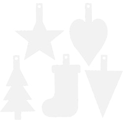 Juldekorationer, H: 23,5-26,5 cm, B: 15,5-20,5 cm, vit, 15 st./ 1 förp.