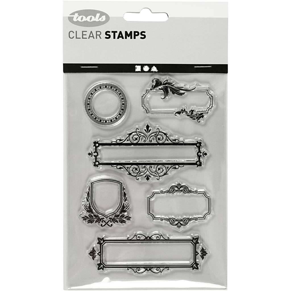 Clear Stamps, ramar med ornament, 11x15,5 cm, 1 ark